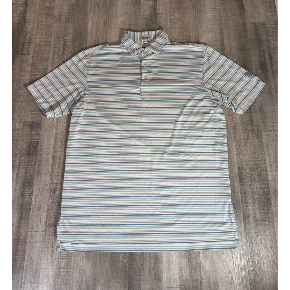 Peter Millar Summer Comfort Polo Shirt Mens Large Striped Golf New Albany CC